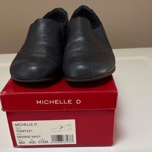 Michelle D Midnight Blue Leather Loafers